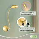 Ver imagem 3 de Arandela Parede Cabeceira Led Direcionável Dourada 3w Bet73
