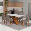 Ver imagem 2 de Conjunto de Mesa Sala de Jantar Tampo com Vidro 1,80m Grécia 6 Cadeiras Trieste Dobuê