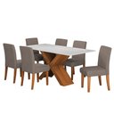 Ver imagem 1 de Conjunto de Mesa Sala de Jantar Tampo com Vidro 1,80m Grécia 6 Cadeiras Trieste Dobuê
