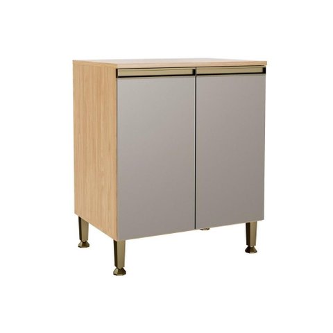 Balcão Cozinha Movelbento Rebeca c/2 Portas 70cm Mel/Cinza