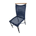 Ver imagem 2 de Kit 4 Cadeiras Anne Corda Náutica Detalhe em Madeira Base Alumínio Preto/azul Marinho