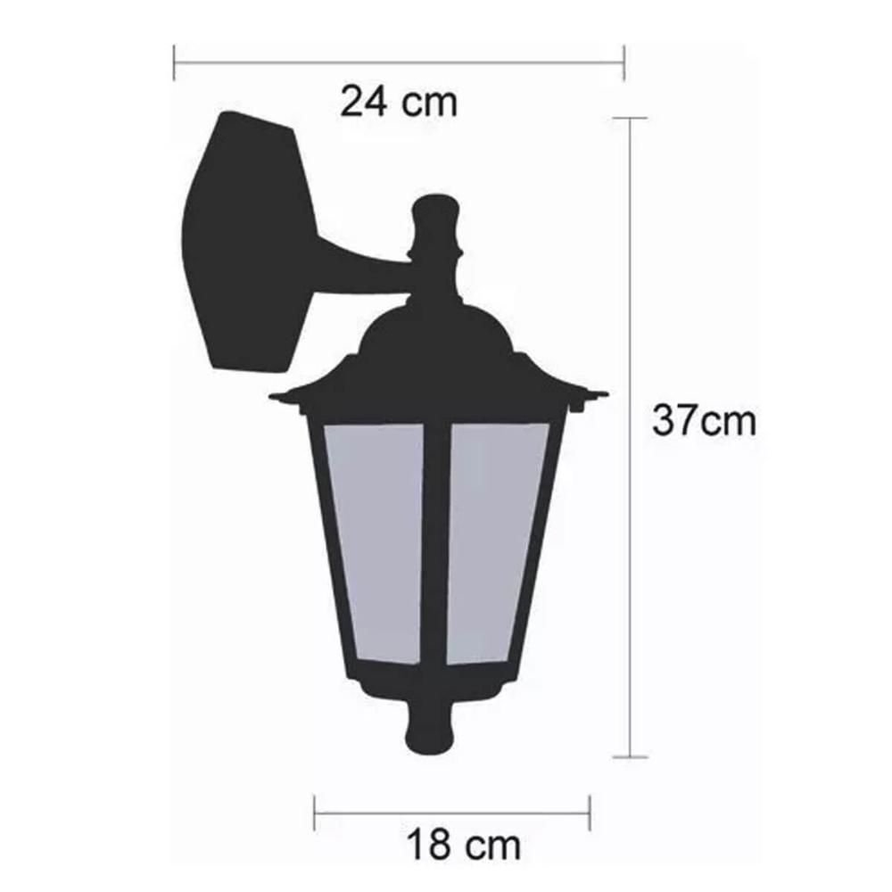 Kit 2 Arandelas Coloniais Luminária Externa Preta Parede Retrô Jardim 20w Bivolt - 3