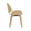 Ver imagem 4 de Cadeira Milão Base Fixa Giratória, Couro Sintético e Madeira Nogueira:bege Natural