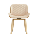 Ver imagem 5 de Cadeira Milão Base Fixa Giratória, Couro Sintético e Madeira Nogueira:bege Natural