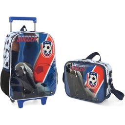 Kit Mochila de Rodinha Infantil Futebol Azul (479950) - 1
