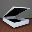 Ver imagem 1 de Cama Box Baú Viúva 128x188x42cm Courino Linho com Pistão a Gás