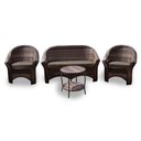 Ver imagem 1 de Conjunto de Sofá Fibra Sintética Bali - 1 Sofá 2L + 2 Poltronas + 1 Mesa Centro - Tecido Duna Fendi