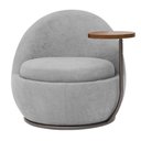 Ver imagem 6 de Poltrona Orgânica Kaira com Mesa Lateral Esquerda Base Fixa Titânio Bouclé Cinza Claro - Nexta Casa
