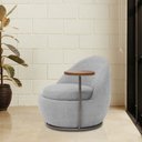 Ver imagem 2 de Poltrona Orgânica Kaira com Mesa Lateral Esquerda Base Fixa Titânio Bouclé Cinza Claro - Nexta Casa