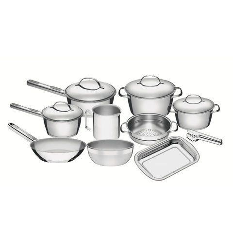 Jogo de Panelas Tramontina Allegra 10 Peças Aço Inox Indução
