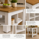 Ver imagem 5 de Bancada Ilha de Cozinha Gourmet 2 Prateleiras América Branco/Lâmina Mel - Mademovel