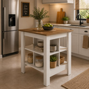 Ver imagem 1 de Bancada Ilha de Cozinha Gourmet 2 Prateleiras América Branco/Lâmina Mel - Mademovel