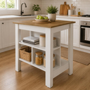 Ver imagem 3 de Bancada Ilha de Cozinha Gourmet 2 Prateleiras América Branco/Lâmina Mel - Mademovel