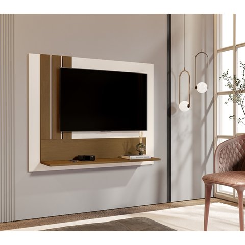 Painel para tv até 43P Oliveira cor Off white / Nature - Comprar Moveis em casa