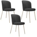 Ver imagem 1 de Kit 3 Cadeiras Sala de Jantar Estofada Gavi Arena L02 Linho Cinza Escuro - Lyam Decor