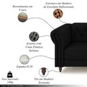 Ver imagem 3 de Sofá Living Sala de Estar Stanford Chesterfield 2 Lugares 180cm Pés de Madeira Couro Preto G58 - Gra