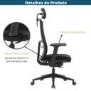 Ver imagem 5 de Cadeira Escritório Nr-17 Soho Presidente C/ Braço Slide Fratini Encosto Tela Mesh Preta Base Rodí