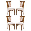 Ver imagem 1 de Kit 4 Cadeiras de Jantar em Madeira Munike Estofada Linho Bege Impermeável L82 Rmi