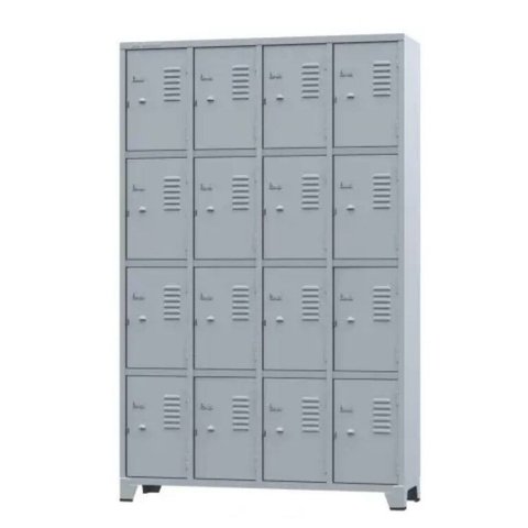Armário Locker para Vestiário 16 Portas Pequenas Cinza