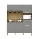 Ver imagem 7 de Armario de Cozinha Compacta 6 Portas 2 Gavetas Montesa - Freijó/gris