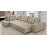 Sofá de Canto Retrátil e Reclinável com Molas 3,40x2,00 Esq Berlim Suede Bege Mirra Decor - 1