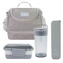 Ver imagem 1 de Kit Bolsa Térmica Pote Marmita 950ml Garrafa 550ml e Porta Talheres Joy Cinza