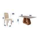 Ver imagem 3 de Mesa de Jantar 6 Lugares Ágata Paola com Vidro Cinamomo/off White/nude - Cimol