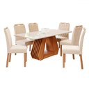 Ver imagem 2 de Mesa de Jantar 6 Lugares Ágata Paola com Vidro Cinamomo/off White/nude - Cimol