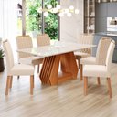 Ver imagem 1 de Mesa de Jantar 6 Lugares Ágata Paola com Vidro Cinamomo/off White/nude - Cimol