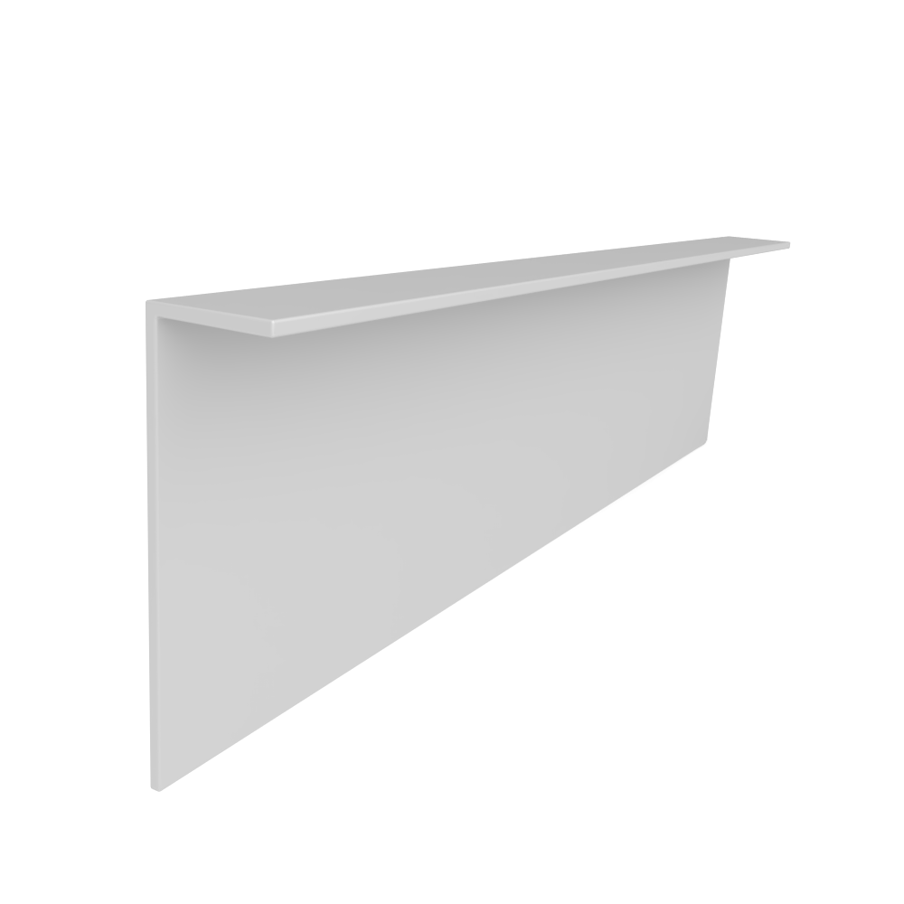 Perfil Rodapé Invertido, para Embutimento em Parede Drywall Mod "l", Alumínio Epóxi Branco Fosco , 1