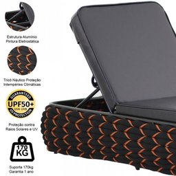 Espreguiçadeira e Mesa em Tricô Náutico em Alumínio para Piscina, Jardim Trama Original - 3