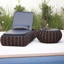Espreguiçadeira e Mesa em Tricô Náutico em Alumínio para Piscina, Jardim Trama Original - 4