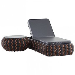 Espreguiçadeira e Mesa em Tricô Náutico em Alumínio para Piscina, Jardim Trama Original - 1