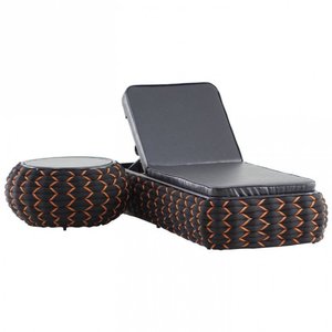 Espreguiçadeira e Mesa em Tricô Náutico em Alumínio para Piscina, Jardim Trama Original