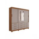 Ver imagem 1 de Guarda-roupa New Star 3 Portas 9 Gavetas com Espelho Salleto Cinamomo/off White