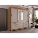 Ver mais imagens de Guarda-roupa New Star 3 Portas 9 Gavetas com Espelho Salleto Cinamomo/off White