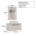Ver imagem 3 de Armário Conjunto de Banheiro Suspenso com Gabinete Cuba e Espelheira Chicago 70cm