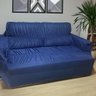 Capa Sofá Retrátil 3 Lugares 2,30 X 1,10metros Elasticada 100% Poliéster Azul - 4
