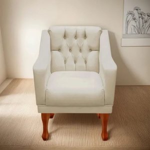 Poltrona Decorativa Resistente Recepção Grécia - Dritex:suede Bege