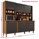 Ver imagem 3 de Cozinha 6 Portas 2 Gavetas Amanda MDF MDP 182cm Cinamomo Tudo de Móveis
