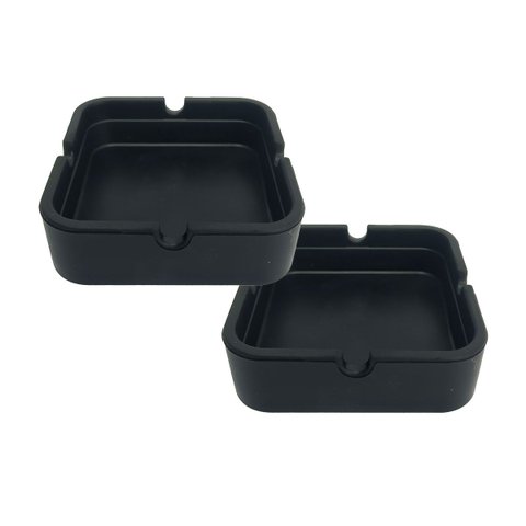Kit 2 Cinzeiro de Silicone Quadrado Não Queima Não Quebra Resistente em Borracha Cor: Preto