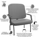 Ver imagem 5 de Kit Cadeira de Escritório Giratória e 2 Cadeiras Fixas Preta Magno P03 Vinil Cinza - Lyam Decor