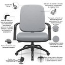 Ver imagem 4 de Kit Cadeira de Escritório Giratória e 2 Cadeiras Fixas Preta Magno P03 Vinil Cinza - Lyam Decor
