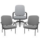 Ver imagem 1 de Kit Cadeira de Escritório Giratória e 2 Cadeiras Fixas Preta Magno P03 Vinil Cinza - Lyam Decor