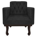 Ver imagem 3 de Poltrona Decorativa Classic Pés Luiz Xv Linho - Doce Sonho Móveis Cinza Escuro