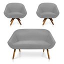 Ver imagem 1 de Kit 01 Namoradeira 02 Lugares e 02 Poltronas Giratória Giovana Suede Base Madeira Mm30 D’Rossi
