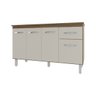 Balcão Cozinha Armário Gabinete Camila Savana Off White com Tampo Tampão 140 Cm Mobília Decor Savana - 1