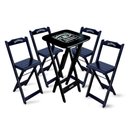 Ver imagem 1 de Conjunto de Mesa Bistrô Dobrável Jack Daniel's com 4 Banquetas de Madeira Preta - Cor: Preto