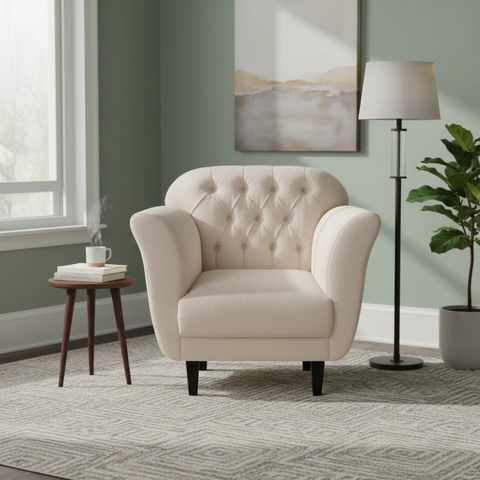 Poltrona Decorativa Dália Bouclé Bege