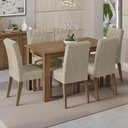 Ver imagem 1 de Conjunto Sala de Jantar Mesa Tampo de Madeira 6 Cadeiras Allegro Madesa